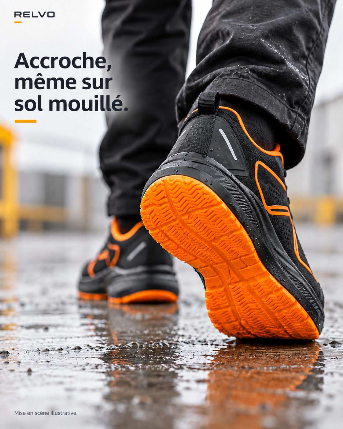 Semelle antidérapante sur sol mouillé